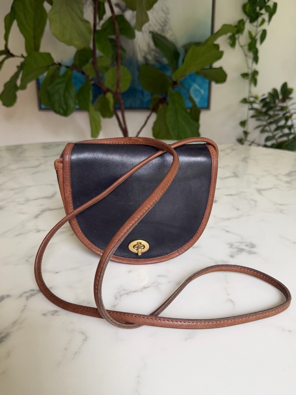 Coach Vintage Mini Bag Spectator 6825 Black Tabac Round Leather Crossbody 90s